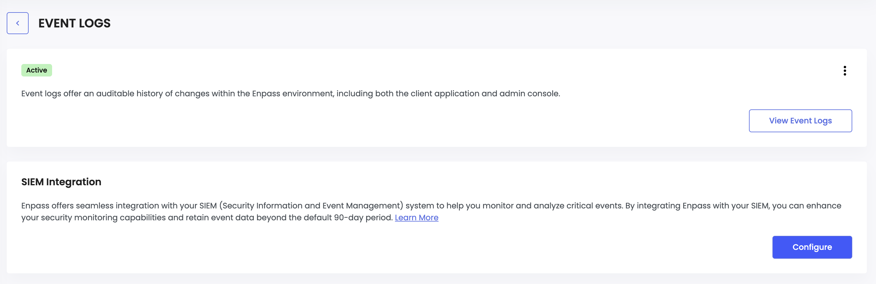 Configure button under SIEM Integration Section2
